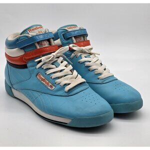 Reebok Classic Freestyle High Top Womens Vintage Sneakers Size 10 Blue Shoes 80s
